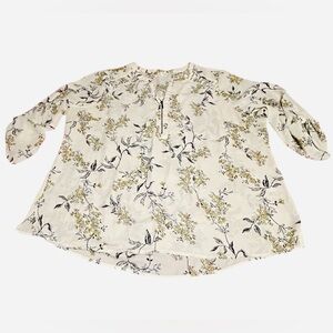 Maurices Ivory Floral Print Blouse